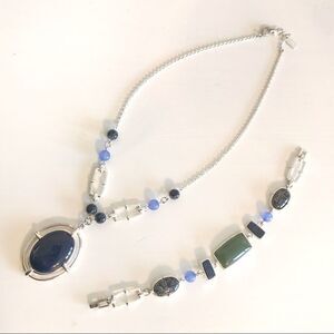Liz & Co Necklace and bracelet set with blue stones